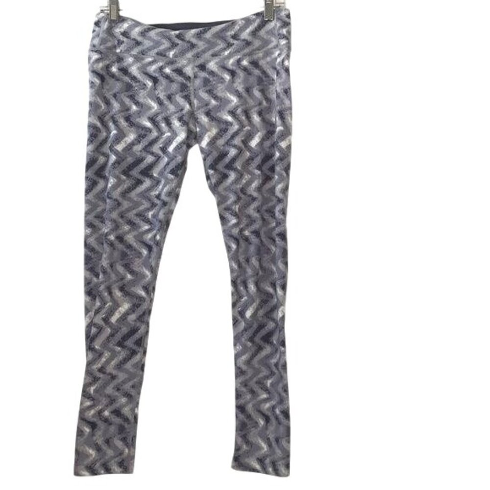 Tuff Athletics Womens Zigzag Pattern Leggings M Gray/White 86% Nylon 14% Lycra S - Picture 1 of 9